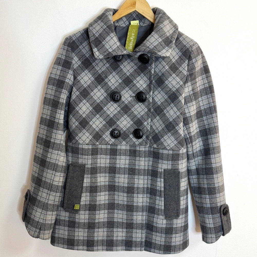 Soia & Kyo Grey Plaid Wool Coat - Size small